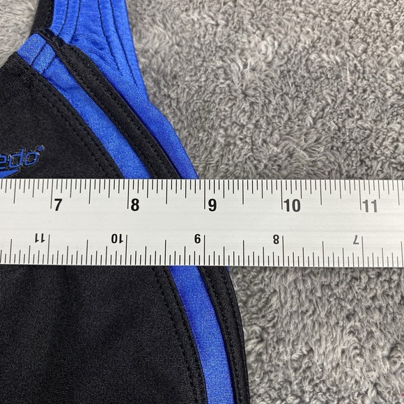 Speedo Racerback Swimsuit Womens 14 Black Blue One Piece - Picture 6 of 15